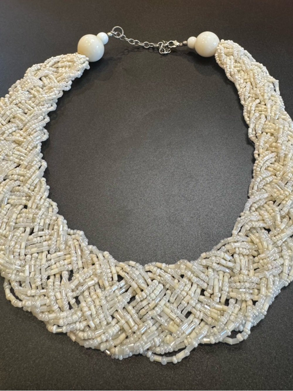 Vintage Ivory Beaded Statement Necklace